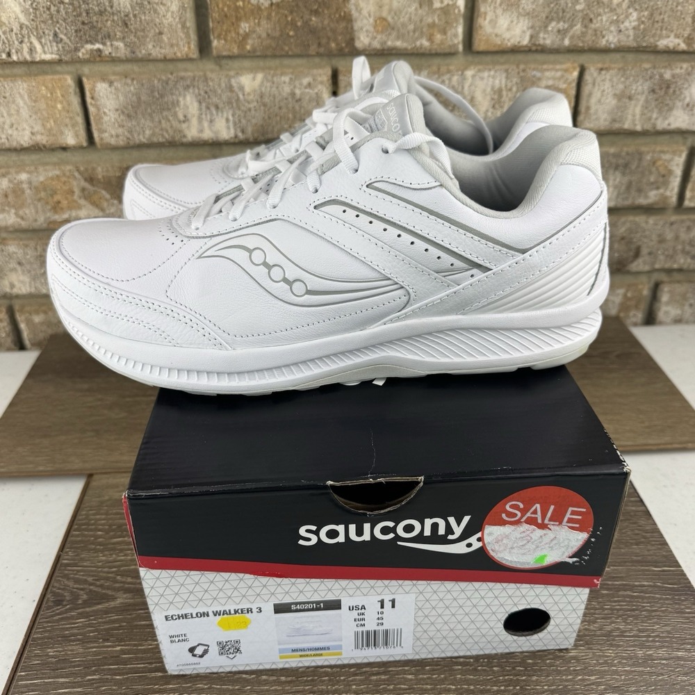 Saucony Echelon Walker 3 Shoes Mens Sz 11W Wide White Walking Lace Up Comfort